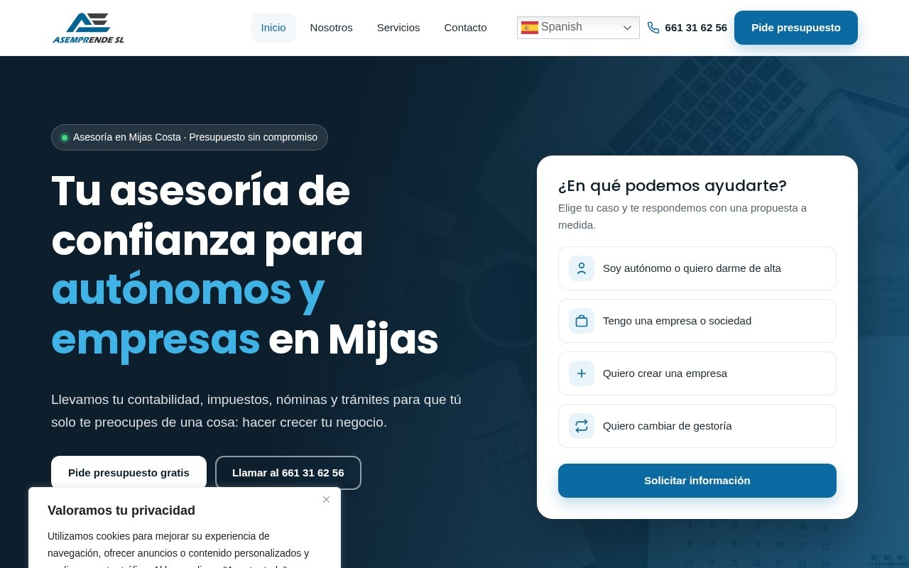 Web de captación para Asemprende, proyecto de Master Informática