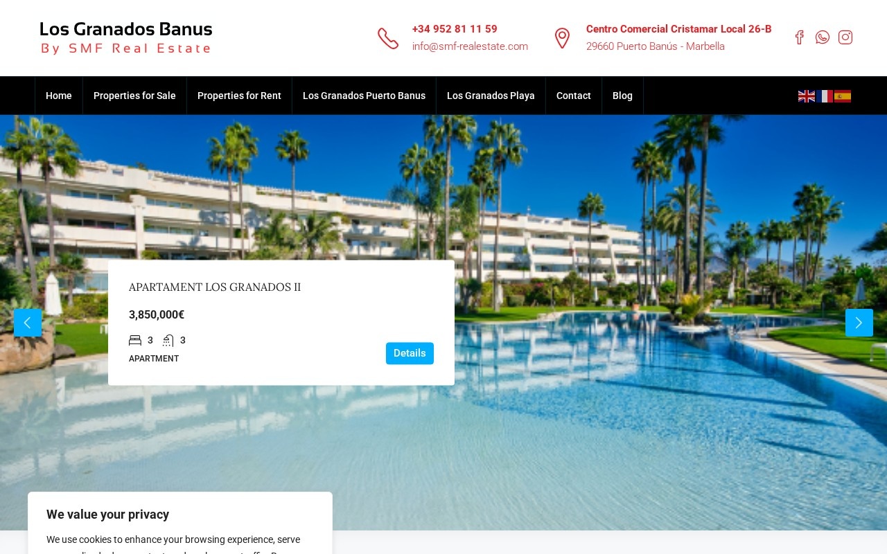 Web inmobiliaria para Los Granados Banús, proyecto de Master Informática